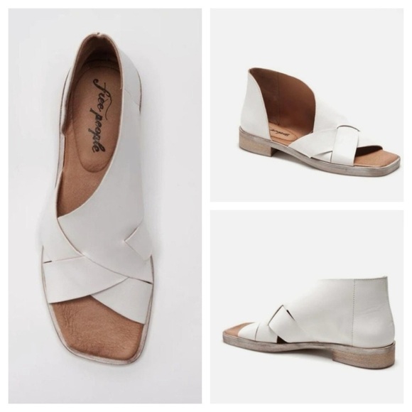 FREE PEOPLE Sun Valley Leather Open-toe D'orsay Sandals in White Size 36 US 5.5 - Picture 1 of 12